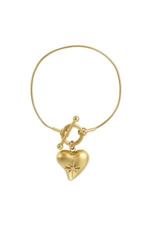 Lock bracelet with big heart pendant - Gold color h5 