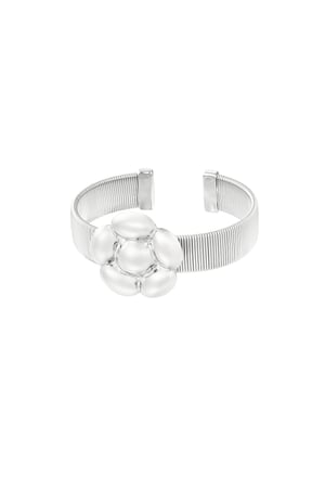 Statement flower bracelet - Silver Color color h5 