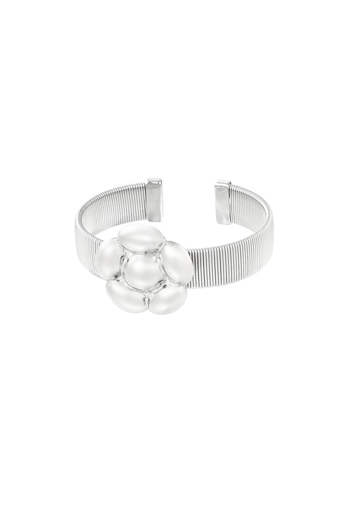 Statement flower bracelet - Silver Color color 