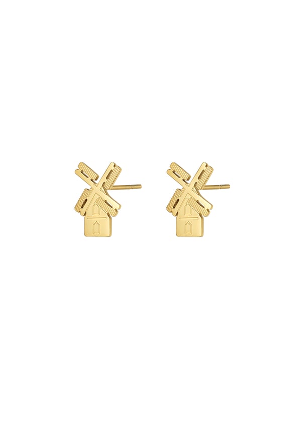 Holländische Windmühlen-Ohrringe - Goldfarbe 2