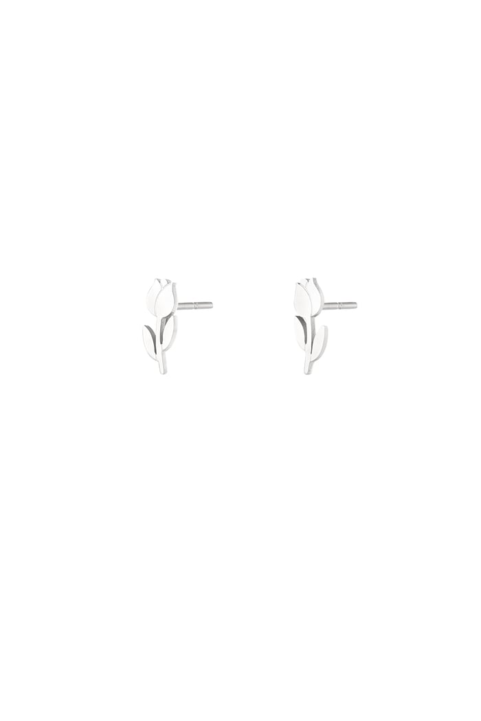 Tulip stud earrings - Silver Color color 