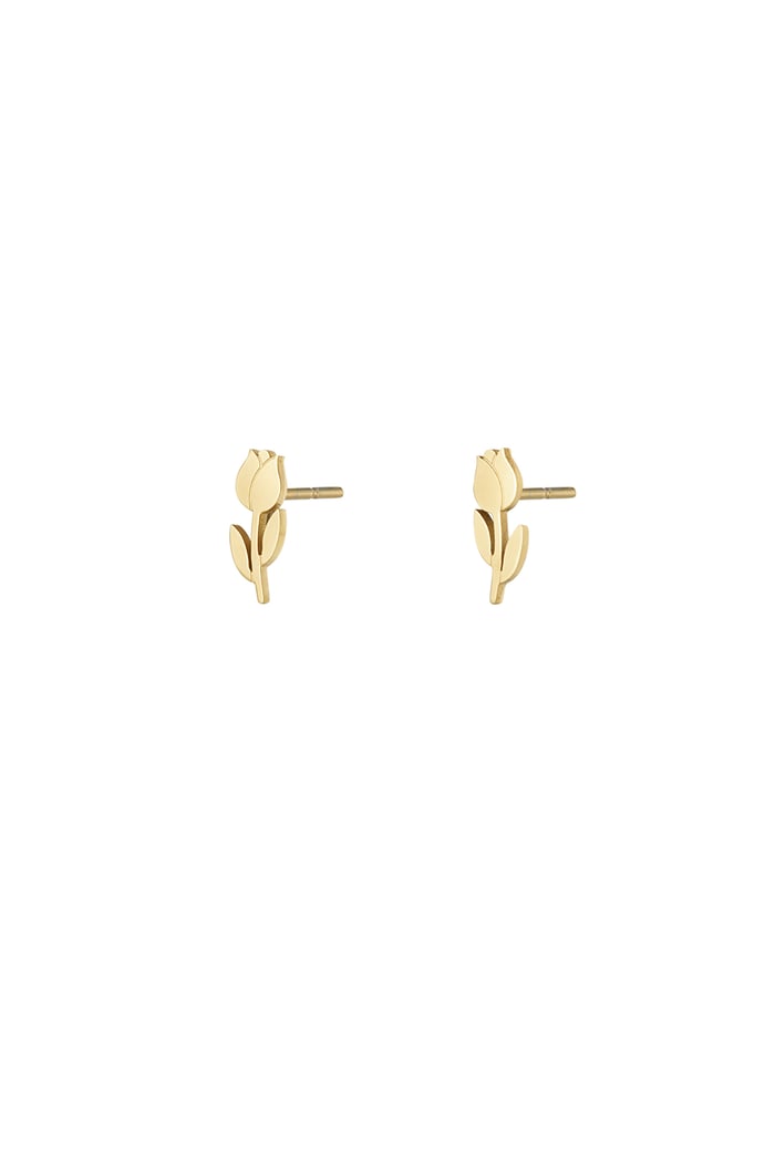 Tulip stud earrings - Gold color 