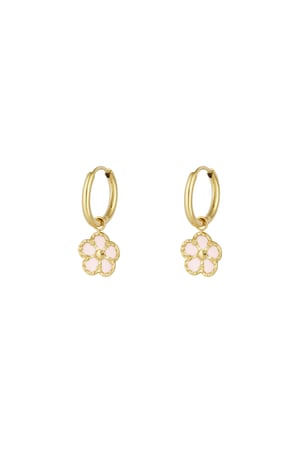 Earrings flower cuteness - Pink & gold color h5 