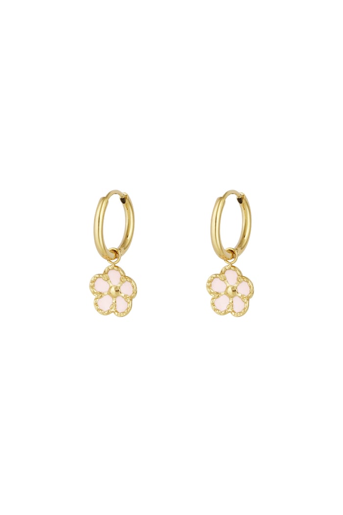 Earrings flower cuteness - Pink & gold color 