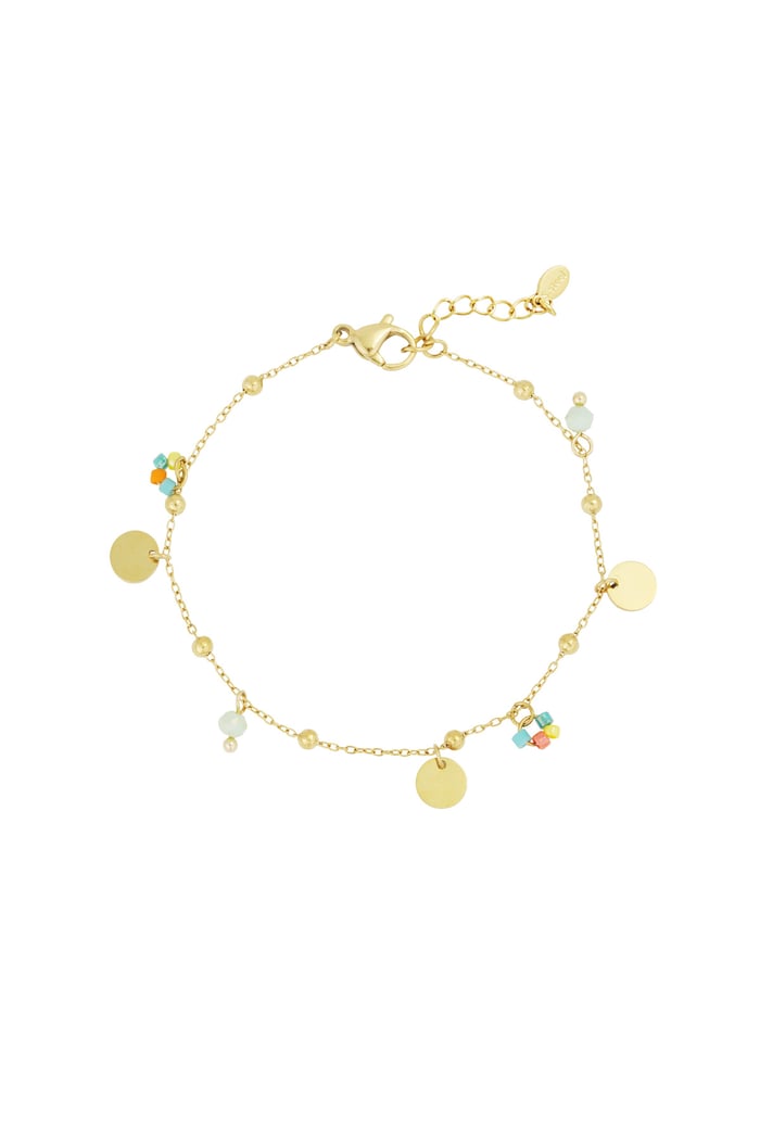 Armband mit farbigen Pop-Münzen – Farbe Gold 