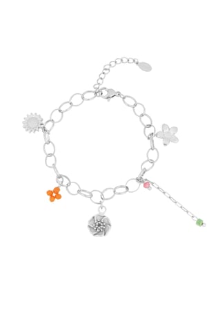 Charm bracelet flower dash - Silver color h5 