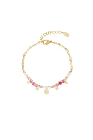 Armband mit rosa Anhängern - Goldfarben h5 