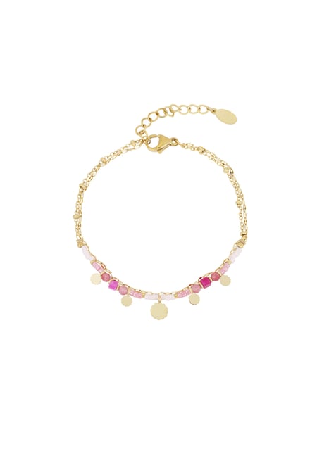 Bracelet pink charms - Gold color