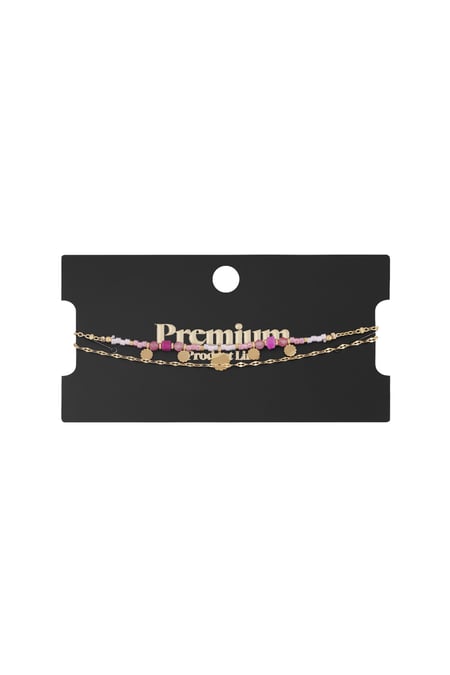 Bracelet pink charms - Gold color 2