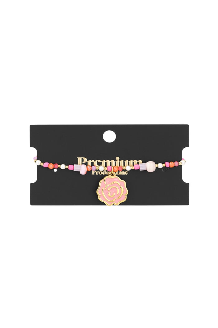 Beaded rose bracelet - Pink & gold color Picture3