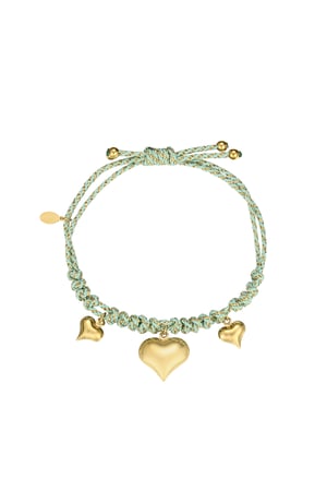 Heartfelt rope bracelet - Green and gold color h5 