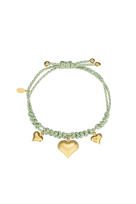 Heartfelt rope bracelet - Green and gold color