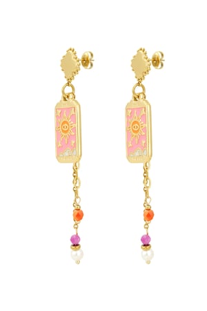 Earrings colorful sun - Gold color h5 