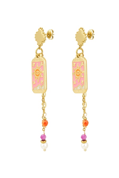 Earrings colorful sun - Gold color 2