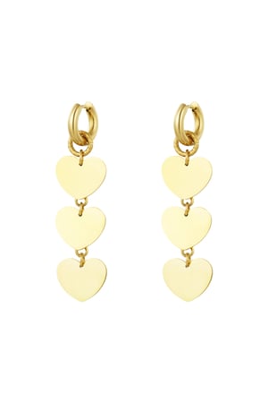 Triple lover earrings - Gold color h5 