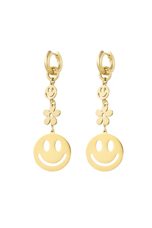 Ohrringe Smiley Blume - Goldfarbe h5 