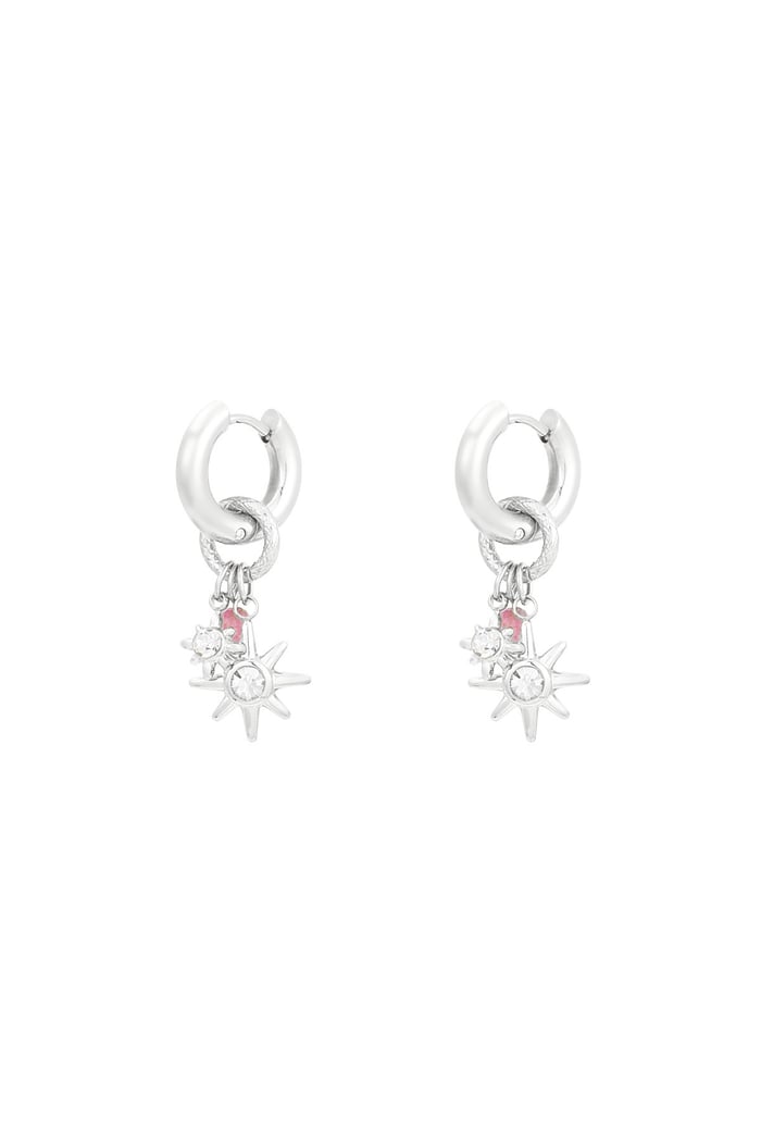 Earrings pink starlight - Silver color 