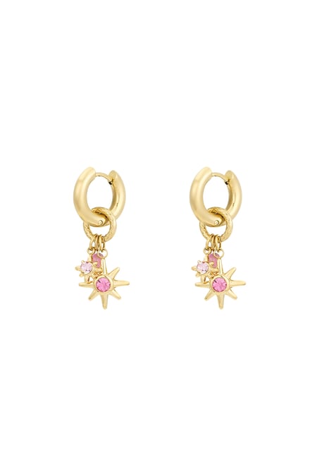 Earrings pink starlight - Gold color