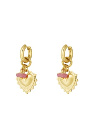 Bold heart earrings - Gold color h5 