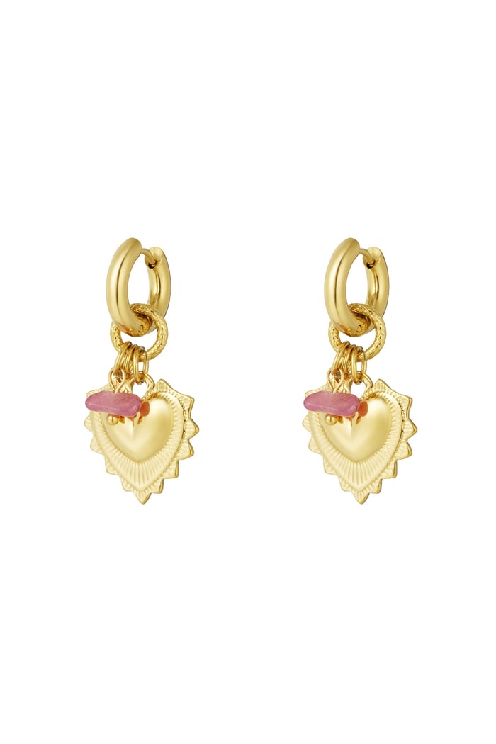 Bold heart earrings - Gold color 