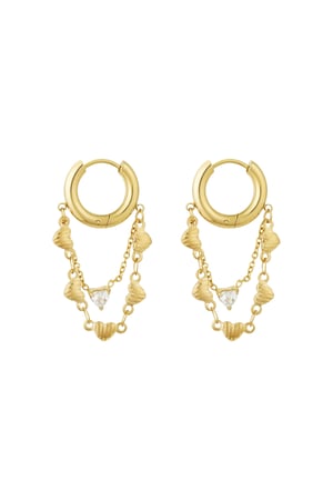 Earrings chain of hearts - Gold color h5 