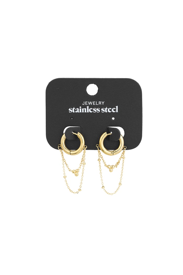 Earrings chained up - Gold color Picture3