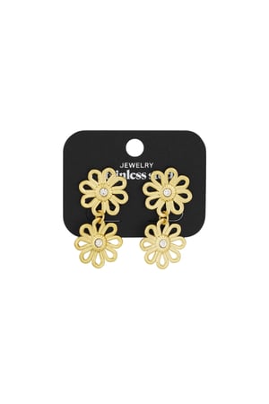 Double flower earrings - Gold color h5 Picture3