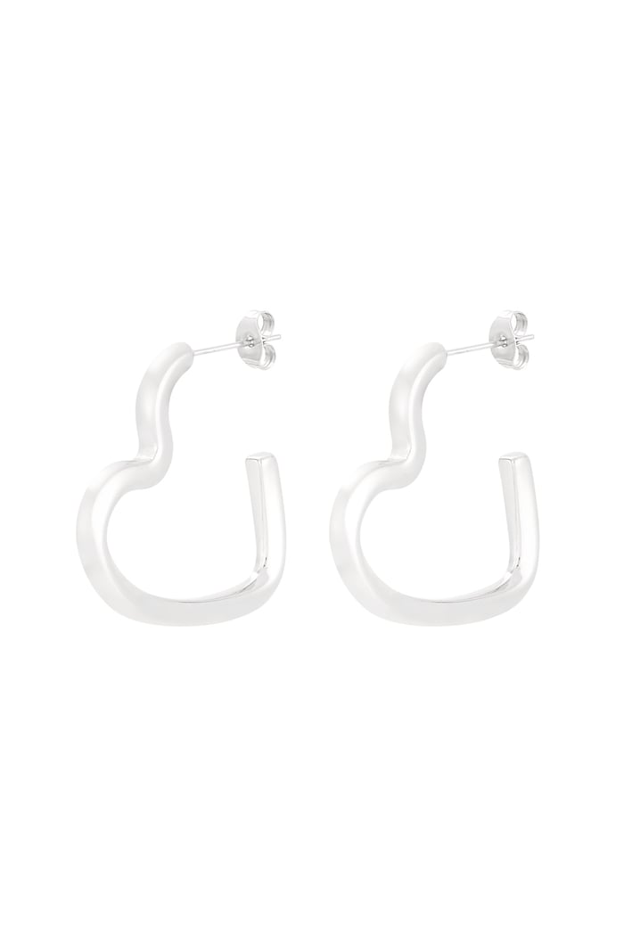 Open heart earrings - Silver color 