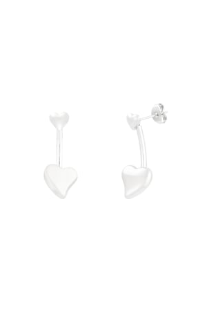 Double heart earrings - Silver color h5 