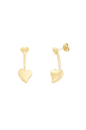 Double heart earrings - Gold color h5 