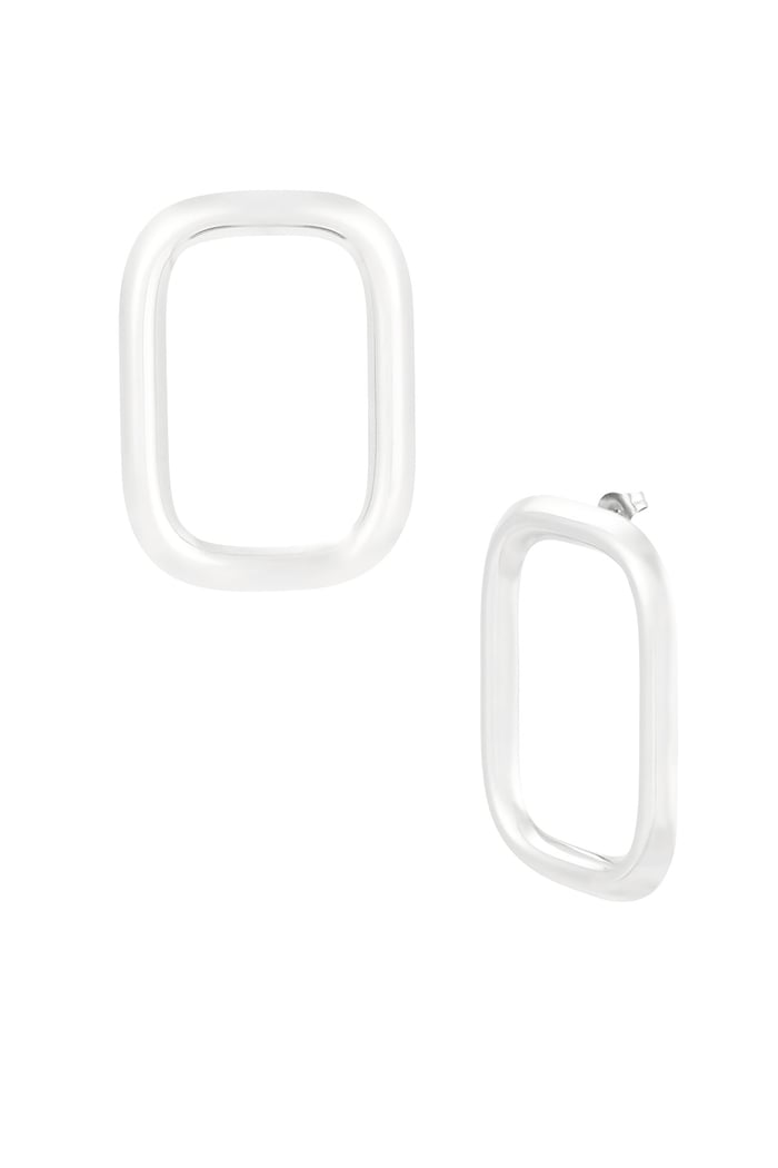 Statement earrings rectangle - Silver color 