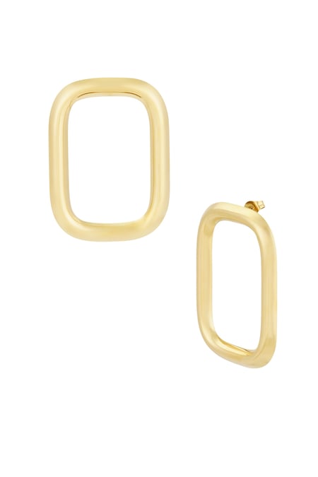 Statement earrings rectangle - Gold color