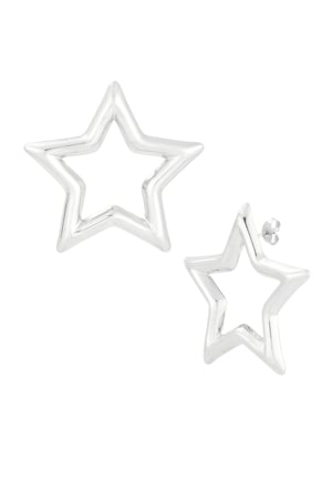 Statement star earrings - Silver color h5 