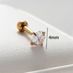 Gold color / 1 Piece Simple Series Simple Round 4mm Titanium Steel   Gold Color Material Zircon Women's Stud Earrings 