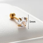 Gold color / 1 Piece Simple Series Simple Geometric Round 5mm Titanium Steel Gold Color Material Zircon Women's Stud Earrings Picture2