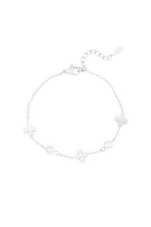 Bracciale perla e trifoglio - Colore argento h5 