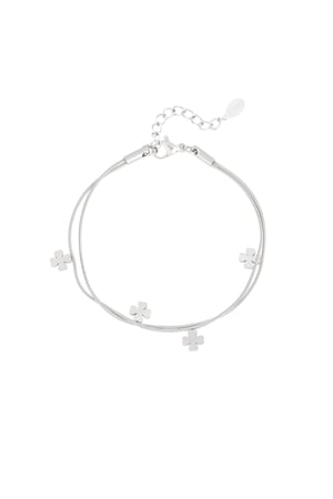 Bracciale doppio trifoglio - Colore argento h5 