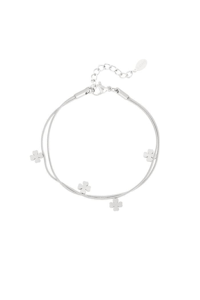 Double clover bracelet - Silver color 