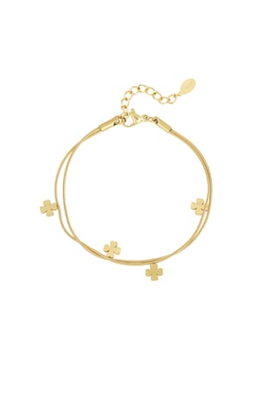 Double clover bracelet - Gold color h5 