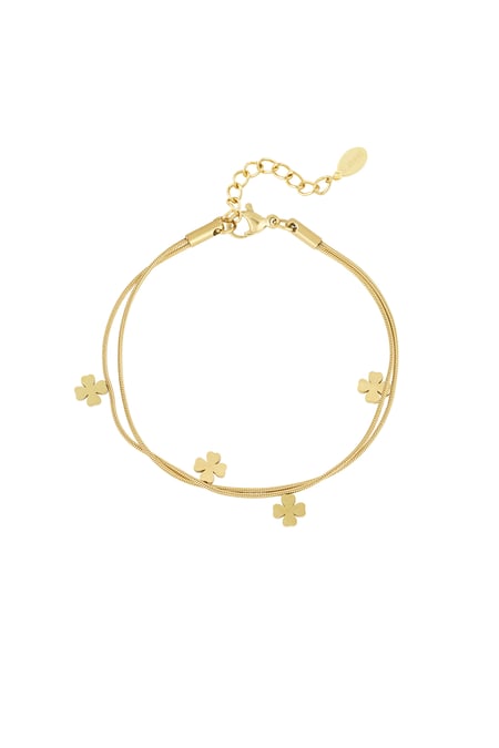 Double clover bracelet - Gold color 2