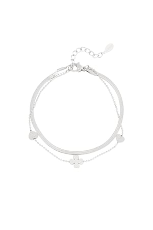 Bracciale trifoglio cuore - Colore argento h5 