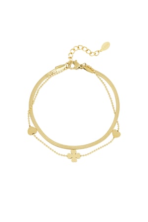 Bracelet clover heart - Gold color h5 