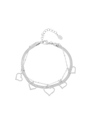 Chunky heart bracelet - Silver color h5 