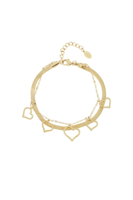 Chunky heart bracelet - Gold color