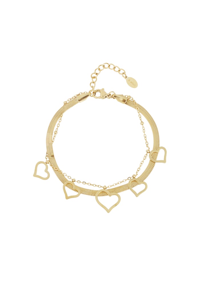 Chunky heart bracelet - Gold color 