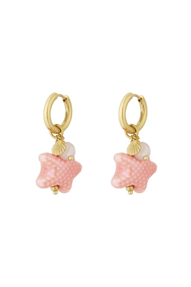 Starry Earrings - Pink & Gold Color h5 