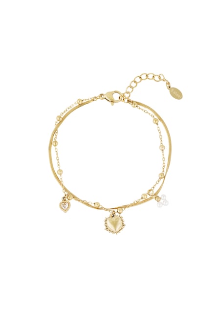 Bracciale doppio con ciondolo a cuore - Colore oro 2