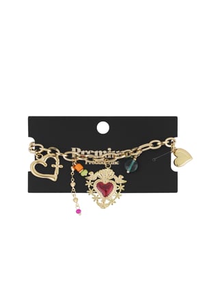 Charm bracelet milagros heart - Gold color h5 Picture2