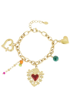 Charm bracelet milagros heart - Gold color h5 