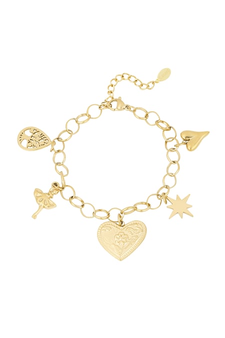 Bracciale scintillante con cuore - Colore oro